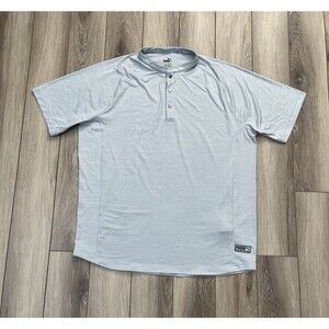 PUMA Golf Gray Cloudspun Snap Front Henley Short Sleeve Shirt Men's Sz Large